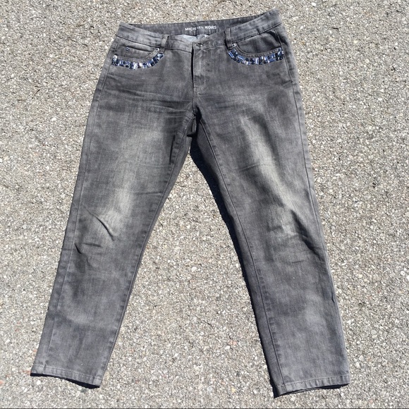 Michael Kors Gem Embellished Cropped Skinny Jeans - Picture 1 of 8
